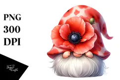 Cute Gnome with Poppy PNG Product Image 1