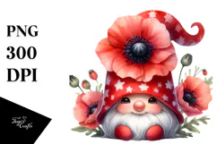 Cute GNOME with Big Hat and Poppy PNG Product Image 1