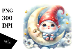 Sublimation Cute Baby Gnome on the Moon Product Image 1