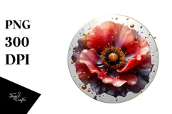 Glossy Poppy, Watercolor PNG Product Image 1