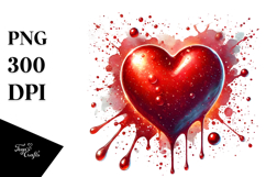 Red Glossy Heart, Digital Painting PNG Product Image 1