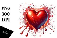 Red Glossy Heart, Digital Painting PNG Product Image 1