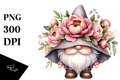 Gnome with Big Hat Watercolor PNG Product Image 1