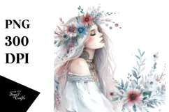 Washed Watercolor Boho Fairy, High-Res PNG Product Image 1