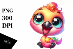 Colorful Small Flamingo Cartoon | Sublimation | Clipart Product Image 1