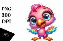 Colorful Small Flamingo Cartoon | Sublimation | Clipart Product Image 1