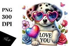 Detailed Puppy with Heart Sunglasses PNG Product Image 1