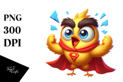 Cute Cartoon Bird with Superhero Cape, Transparent PNG Product Image 1