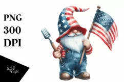 Washed Patriotic Farmer Gnome | Sublimation Clipart Product Image 3