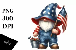 Washed Patriotic Farmer Gnome | Sublimation Clipart Product Image 3