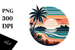 Retro Tropical Island Sunset, 20 oz Tumbler Product Image 1