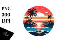 Retro Tropical Island Sunset, 20 oz Tumbler Product Image 1