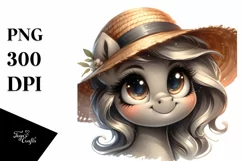 Funny Pony Portrait with Hat, Transparent PNG Product Image 3