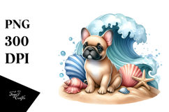 French Bulldog Surf and Shell Clipart Product Image 1