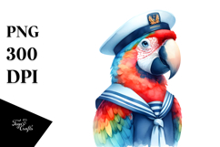 Wimsical Macaw Sailor Suit PNG Product Image 1