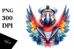 Wimsical Macaw Sailor Suit PNG Product Image 1