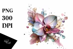 Orchid with Watercolor Splash, Transparent PNG Product Image 3