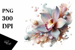 Orchid with Watercolor Splash, Transparent PNG Product Image 1