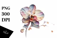 Orchid with Watercolor Splash, Transparent PNG Product Image 1