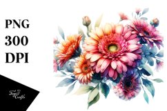 Colorfull Gerbera Washed Watercolor | Sublimation | Clipart Product Image 3