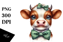 Funny Baby Cow Bow Tie, Watercolor PNG Product Image 1
