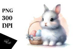 Digital Watercolor Cute Baby Rabbit PNG Product Image 1