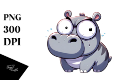 Cute Hippo with Exaggerated Eyes, PNG Product Image 1