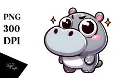Playful Hippo with Sarcastic Eyes, PNG Product Image 1