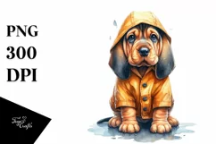 Cute Bloodhound with Rain Coat PNG Product Image 3