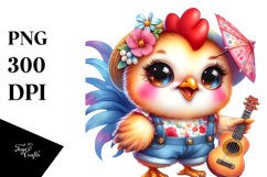 Smiling Baby Rooster Guitar PNG Product Image 1