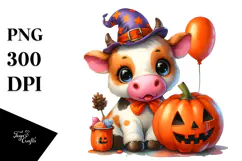 Baby Cow Halloween Pumpkin Clipart Product Image 1