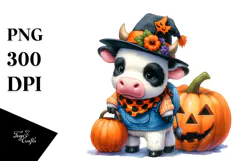Baby Cow Halloween Pumpkin Clipart Product Image 1