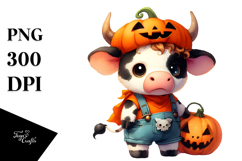 Baby Cow Halloween Pumpkin Clipart Product Image 1