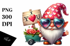 Detailed Gnome with Heart Sunglasses PNG Product Image 1