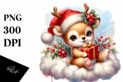 Cute Baby Deer with Santa Hat PNG Product Image 3