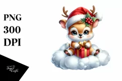 Cute Baby Deer with Santa Hat PNG Product Image 3
