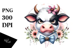 Funny Cow with Angry Face PNG Product Image 1