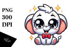 Cartoony Cute Elephant with Bow Tie PNG Product Image 1