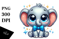 Sparkling-eyed Elephant with Bow Tie PNG Product Image 1