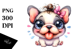 Baby French Bulldog with Floral PNG Product Image 1