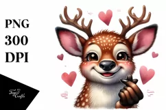 Detailed Funny Cute Deer Portrait | Sublimation Clipart Product Image 1