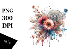 Boho Flower Splash Watercolor PNG Product Image 1