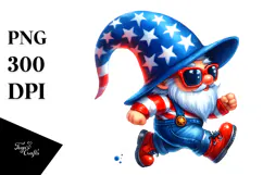 Patriotic Gnome with Cool Vintage Wear PNG Product Image 1