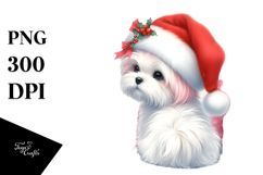 Cute Maltese with Santa Hat, High-Res PNG Product Image 1