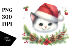 Colorful Cat with Santa Hat, High-Res PNG Product Image 1