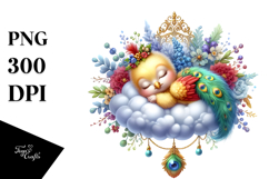 Baby Peacock Sleeping on a Cloud PNG Product Image 1