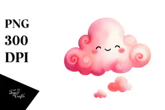 Watercolor Smiling Cloud PNG Product Image 1