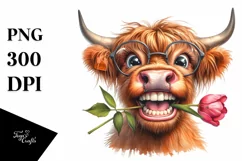 Cow Highland Cow Biting Rose and Tulip Mouth Product Image 3