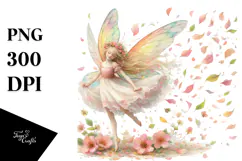 Pastel Fairy Tumbling with Spring Petals PNG Product Image 1