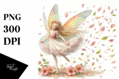 Pastel Fairy Tumbling with Spring Petals PNG Product Image 1